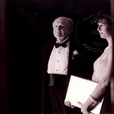 Hans& his eldest daughter, Susie, loom in the shadows @ Gaby's wedding on May 20, 2000.  Great Shot!