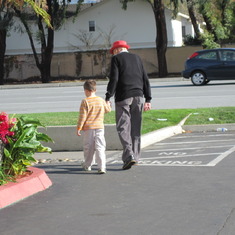 Ben and his Opa off to lunch Christmas Eve 2010.