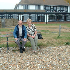 Bexhill on Sea on the beach had lunch in the restaurant behind us
