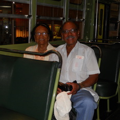 Harry and Ann on the Rosa Parks bus at the Henry Ford Museum