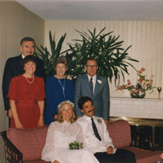 At neice Jan's wedding in West Vancouver in 1985.  Uncle Harry & Aunty Ruth, Helen (Ruth's sister) and Gordon Hunter, and seated are the newlywed Jan (niece) and Allan Vetter.
