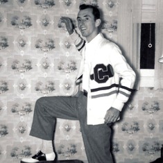 Cheerleader during Harry's senior year at Chapman College. 1951-52