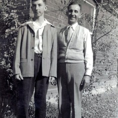 Harry with his dad Johnie. Phoenix, Arizona 1944.