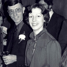 With daughter Ann at stepson Dan and Janet Orloff's wedding. San Francisco, California 1978.