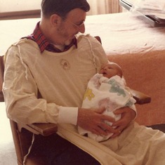 Visiting first grandson Benjamin Orloff. Alta Bates Hospital, Berkeley, California. April 21, 1983
