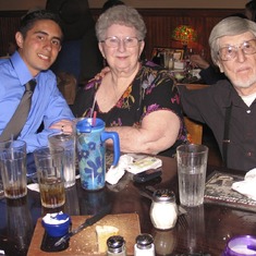 With Travis Orloff at graduation dinner. The Old Spaghetti Factory, San Jose, California. 2011