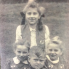 Uncle Harry with three of his sisters - an old, fuzzy photo, but I love it.
