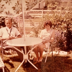Harry & Margrit chilling in the back yard (1962)