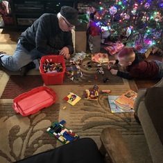 Hank playing with Lego's with Jax at Christmas