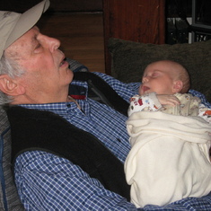 napping with Cy as a newborn