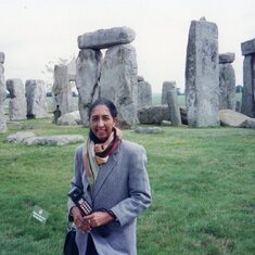 Heather at Stonehenge, England.