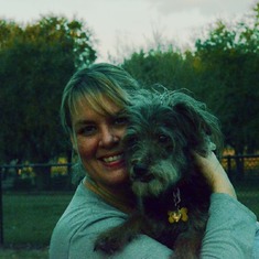 Chick and Heather at dog park