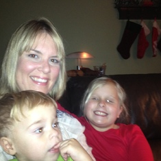 Heather with Ollie and Maisey on Christmas Eve