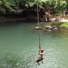 Rope swing jumping in Lihue