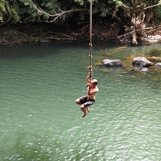 Rope swing jumping in Lihue