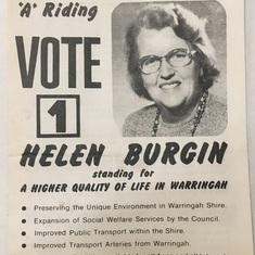 Helen's Council promo flyer for Warringah Council