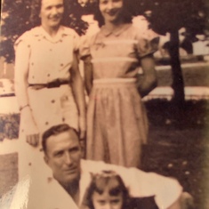Mother Irma, father Clarence and sisters Barbara and Nancy circa 1946