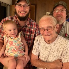 Ellenore, dad Kyle, grandpa Dennis, great-grandma Helen 2020