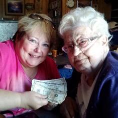 mom and I when she won money playing Keno in Gering. She was always so lucky.