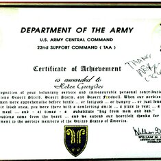 U.S. Army citation for volunteer service in a war zone.