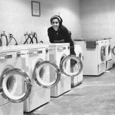 Baffled by an array of washing machines, Univ. of Kentucky, Sept. 1962.