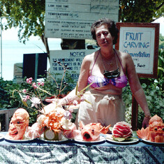 Fruit carving demonstration, Bali, March 1992.