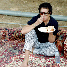 Eating Bedouin style, Najran, Saudi Arabia, Jan. 1992.