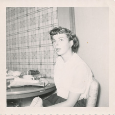 Helen at home, 1021 12th Avenue, Anchorage, Alaska, 1952