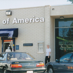 Helen at the B of A bank she worked at in the early 1970's. Main street Yorba Linda, CA, November 27, 1996