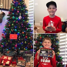 Seslies tree n Caden with gifts. Christmas 2016