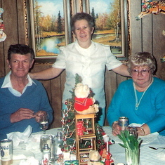 Christmas at Auntie and Bob's house, with Mom, Dad, and Uncle Jim