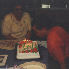 Mom and Jon.  Jon's 8th birthday in Plattsburgh, NY