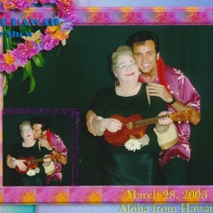 Mom in Hawaii with an Elvis impersonator - March 28, 2003