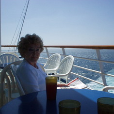 Mom, relaxing on cruise ship