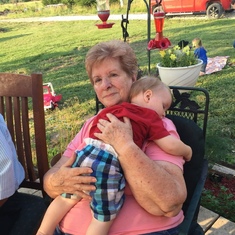 85th birthday – Snuggling with great-grandson Jeffrey III, 2016
