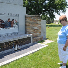 Helen visiting Jack's memorial in Olathe, 2013