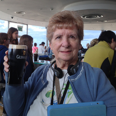 Enjoying a pint of Guinness in Dublin on a trip with church friends, 2013