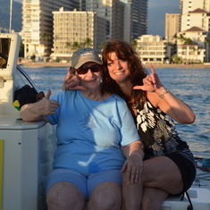 With Kathy on the Maitai Catamaran cruise in Waikiki, 2012