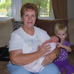 Helen with great-granddaughters Hannah & Sella, 2010