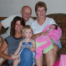 Jack, Helen & Kathy visit great-granddaughters Hannah & Sella, 2010
