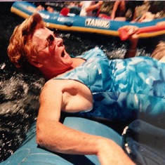 Helga rafting down the Truckee River - 1990