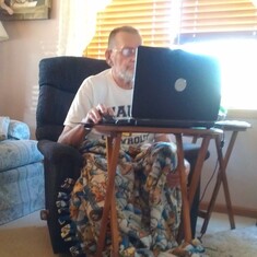 Gramps checkin his email at our house