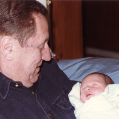 VERY proud Grandpa and 3 week old Philip, April 1985