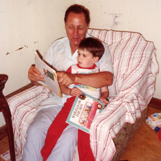 Reading a story to Philip at Indian Lake Campground, 8-8-88