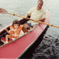 Lauren and Grandpa in the Fold Boat at Gross Point, August 1990.