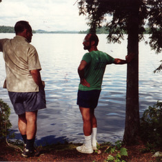 Jon and Dad, August, 1990.  The trees are so small!