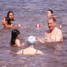 Getting splashed by Lauren, Summer 1998