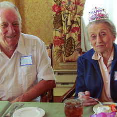 Dad with Aunt Sis on the occasion of her 90th celebration, 4-16-13.  He was so thankful he was able to be there to celebrate!