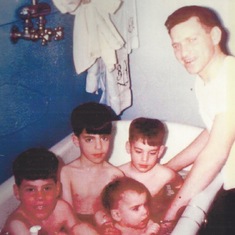 Herb's 4 sons in bathtub