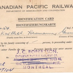 the first official Canadian document upon arrival --- das erste kanadische Dokument zur Zeit seiner Ankunft